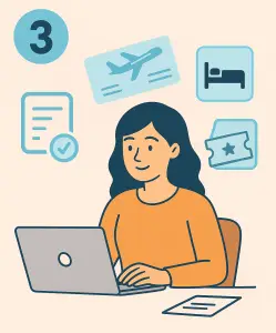 image d'une travel planner en train de faire des recherches pour ton voyage sur-mesure